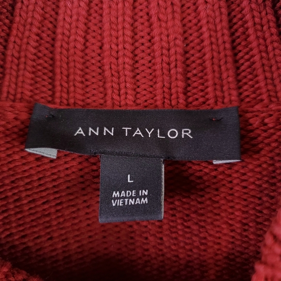 Ann Taylor LOFT Red Cable Knit Pullover Sweater - Picture 3 of 6